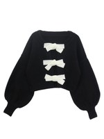 ribbon cardigan/black