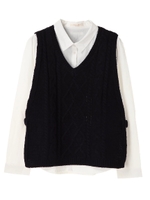 ・SET2点 ニットベスト+シャツ/ネイビー