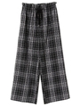 ・・チェックワイドパンツ/ブラック