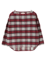 ・シャギーチェックブラウス/レッド