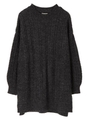 ・ハイネックケーブルニットチュニック/杢ダークグレー