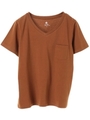 ・ベーシックVネックTシャツ/ライトブラウン