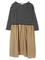 ・ボーダードッキングワンピース/ベージュ