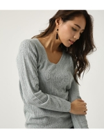 《1月10日まで期間限定価格》【AZUL BY MOUSSY】ケーブルVネックプルオーバー/T.GRY