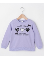 【160cmまで】ミニ裏毛ハートモチーフスウェットトレーナー/ライトパープル(081)