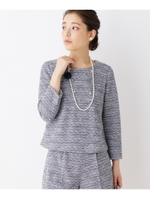 【4(LL)WEB限定サイズ】ツイードニットプルオーバー/ネイビー(093)