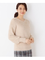 【42(LL)WEB限定サイズ・洗える】シャギーVネックニット/ライトベージュ(051)