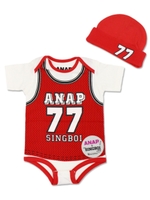 【ANAP KIDS】SINGBOI×ANAPKIDS 2パターン帽子付きロンパース/レッド(025)