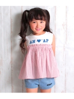 【ANAP KIDS】 ストライプドッキングトップス/レッド(025)