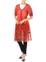 【AZUL BY MOUSSY】アイビーフラワー柄シフォンガウン/柄RED