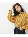 【AZUL BY MOUSSY】ストライプジョーゼットオーバーシャツ/柄YEL
