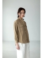 【AZUL BY MOUSSY】フラップポケットスラブミリタリー長袖シャツ/BEG