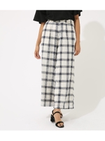 【AZUL BY MOUSSY】楊柳チェックワイドパンツ/柄NVY