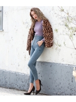 【CHILLE】フロントジップストレッチデニムパンツ/ブルー(019)