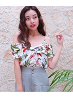 【CHILLE】花柄キャミオフショルトップス/ホワイト(001)