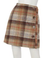 【F i.n.t】サイドフリルチェックミニスカート/BEIGE