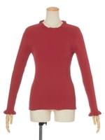 【F&A】ダイヤケーブルリブニットプルオーバー/RED