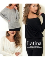 【LATINA】両Vネックニットソードルマンチュニッ/グレー(006)