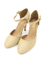 【Latina】ラウンドトゥセパレートストラップヒールサンダル/ベージュ(005)