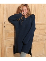 【MIMPI】シンプルニットワンピース/ネイビー(018)