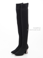 【R&E】ソックスサイハイブーツ/ブラック