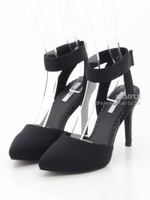 【R&E】ベルクロアンクルストラップパンプス/ブラックコンビ