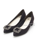 【REZOY】ジュエリーブローチLOWヒールパンプス/ブラック