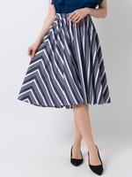 【Rew de Rew】アシメウエストゴムタックスカート（8R10-057084）/ネイビー