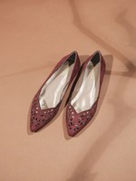 【WEB限定】カットワークフラットパンプス/ボルドー