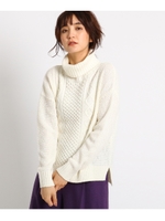 【WEB限定】ケーブルタートルニット/ホワイト(002)