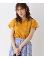 【WEB限定サイズ(S・LL)あり】フラワーレースブラウス/マスタード(033)