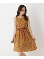 【WEB限定プライス】【WEB限定サイズ(SS・LL)有】シアーチェックフラワーワンピ/キャメル(141)