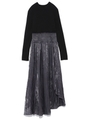 【emmi atelier】ニットコンビワンピース/BLK