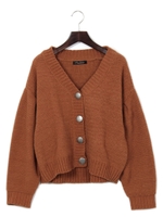 【oneway glamorous】タックスリーブ裏編みカーデ/ライトブラウン