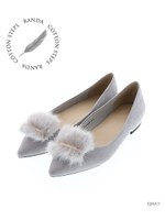【ストレスフリー】2WAYファーフラットパンプス/GRAY