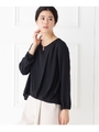 【フォーマル・結婚式対応】きれいめメタルパーツ付きブラウス/ブラック(019)