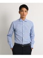 【洗える】TESTA ブルーチェックドレスシャツ/ブルー(792)