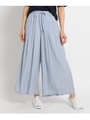 【洗える】【ウエストゴム】パウダーサテンギャザープリーツパンツ/ライトブルー(091)