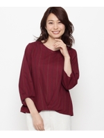 【洗える】エターナルストライプシャツ/ボルドー(364)