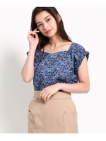 【洗える】カットワークレースブラウス/ライトブルー(491)