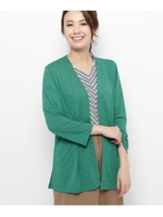 【洗える】カノコ ロングカーディガン/グリーン(022)