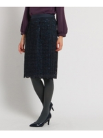 【洗える】ギンガムフロッキースカート/ネイビー(293)