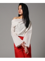 【洗える】コットンシルク2WAYブラウス/アイボリー(004)