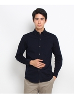 【洗える】ジャージボタンダウンシャツ/ブルー系(094)