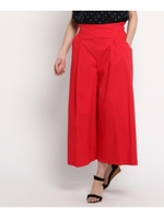 【洗える】ストレッチカラーガウチョパンツ/ライトオレンジ(066)