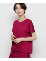 【洗える】スムース・ギャザープルオーバー/ピンク系(074)