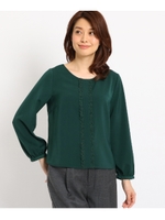 【洗える】センターレースブラウス/ダークグリーン(023)