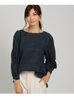 【洗える】ツイストスリーブ　ブロードチェックシャツ/モスグリーン(224)