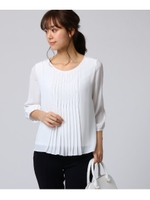 【洗える】デザインプリーツプルオーバー/ホワイト(001)