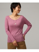 【洗える】ハイゲージ ワイドリブプルオーバー/ライトパープル(081)